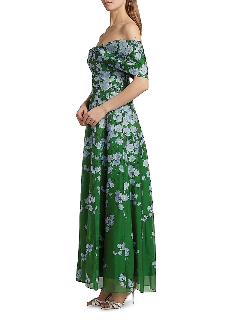 Kennedy Floral Off-The Shoulder Gown