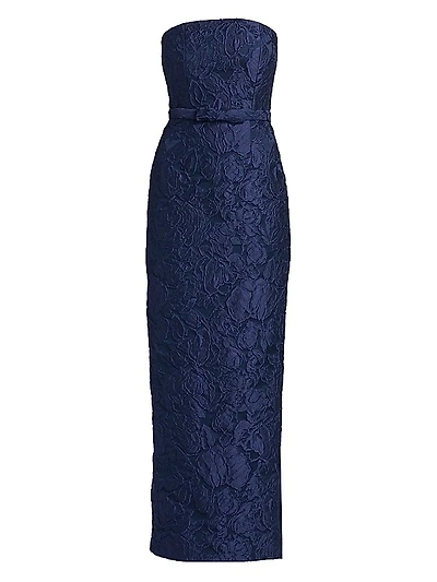Sophia Floral Jacquard Strapless Gown
