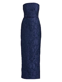 Sophia Floral Jacquard Strapless Gown