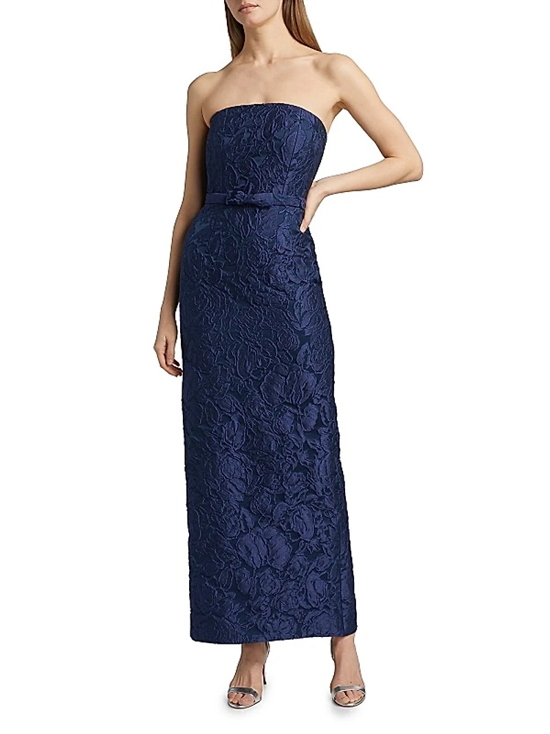 Sophia Floral Jacquard Strapless Gown