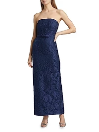 Sophia Floral Jacquard Strapless Gown