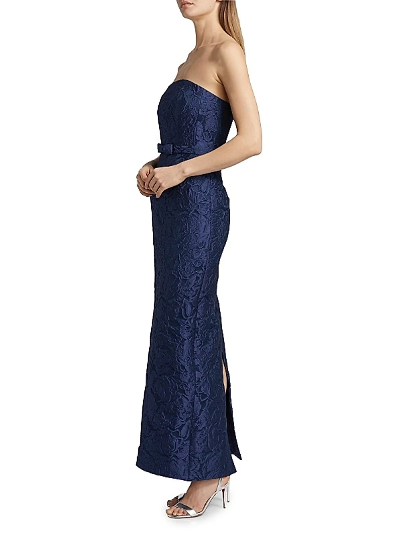 Sophia Floral Jacquard Strapless Gown