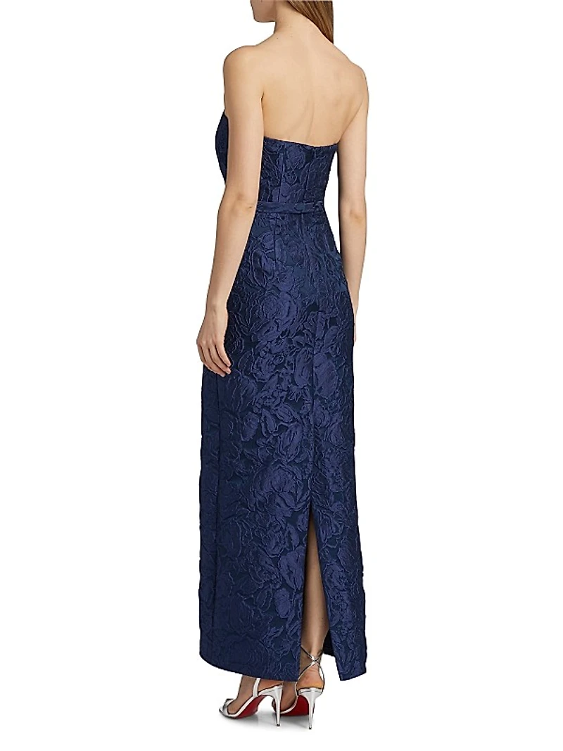 Sophia Floral Jacquard Strapless Gown
