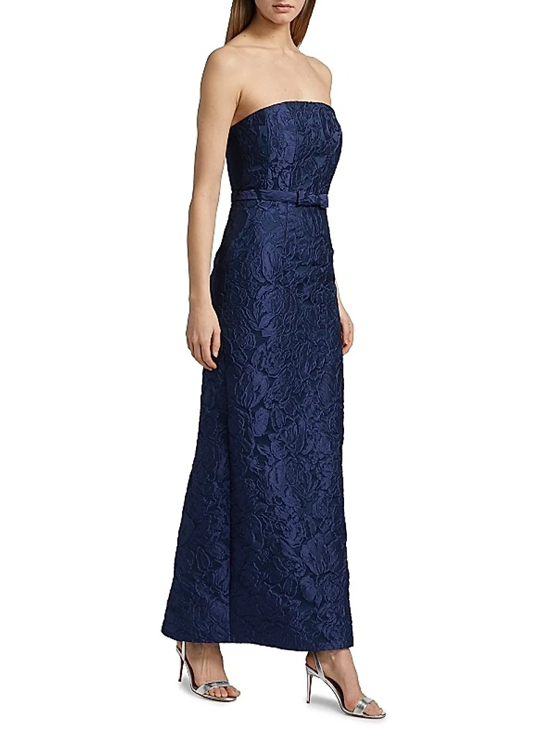 Sophia Floral Jacquard Strapless Gown