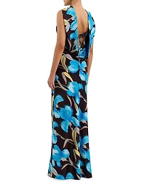Ingrid Floral Draped Cowl Gown