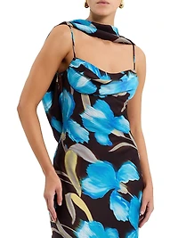 Ingrid Floral Draped Cowl Gown