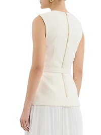 Jonie Belted Mixed-Media Midi-Dress