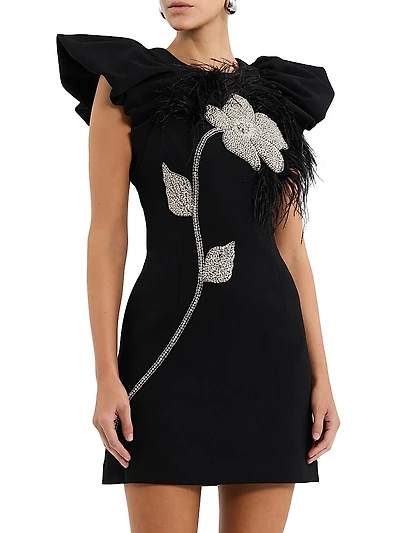Starlight Embellished Cap-Sleeve Minidress