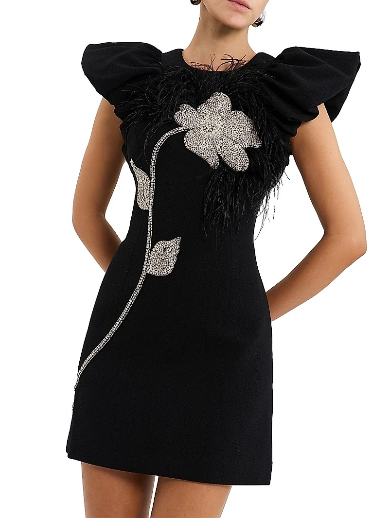 Starlight Embellished Cap-Sleeve Minidress