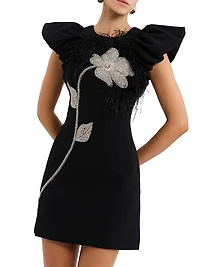 Starlight Embellished Cap-Sleeve Minidress