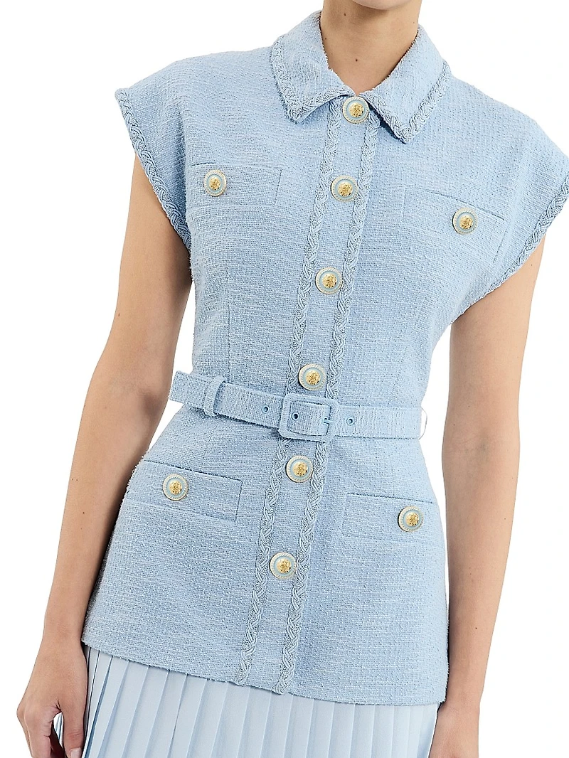 Jonie Belted Mixed-Media Minidress