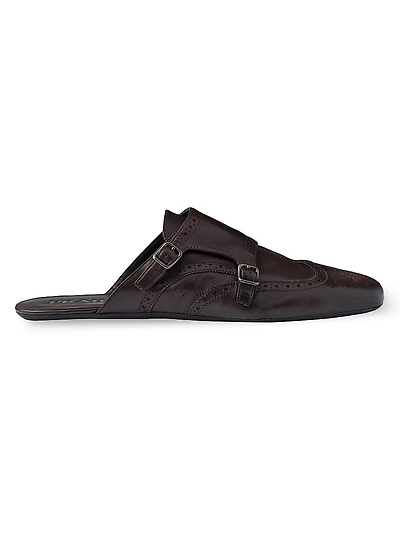 Double Monk Strap Leather Mules