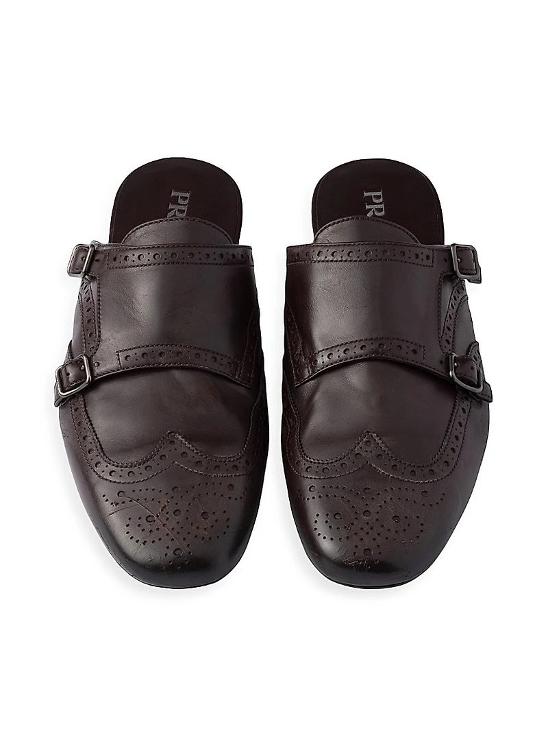 Double Monk Strap Leather Mules