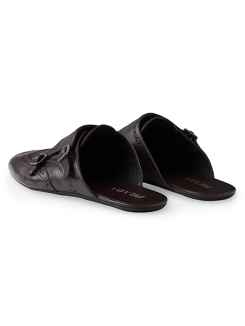 Double Monk Strap Leather Mules