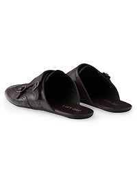 Double Monk Strap Leather Mules