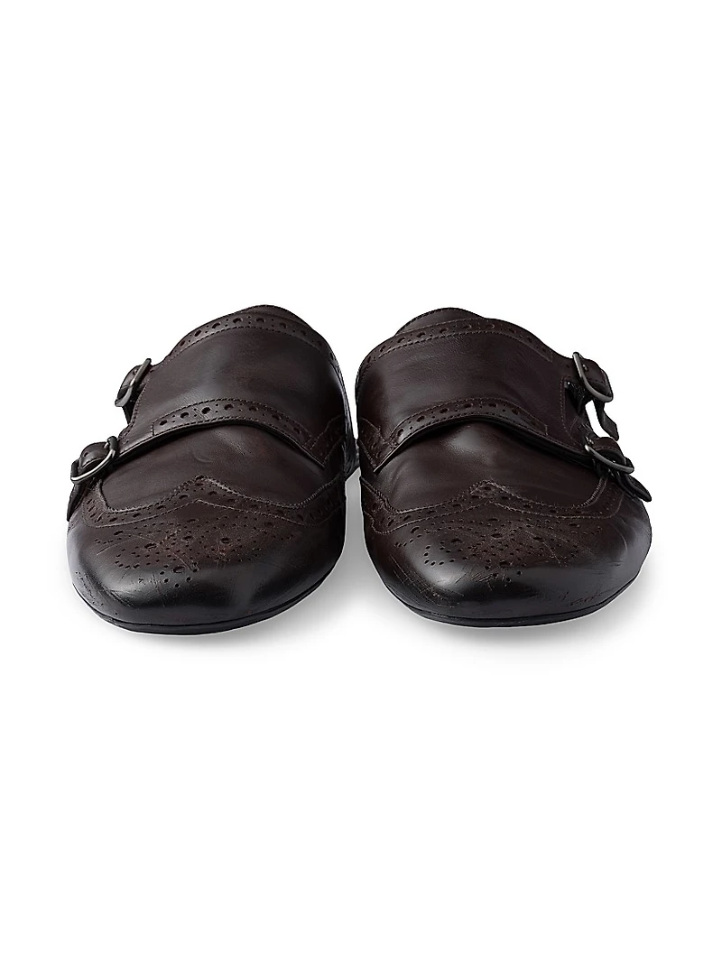 Double Monk Strap Leather Mules