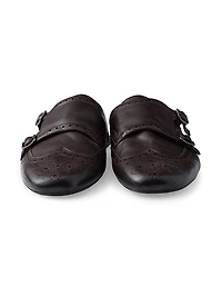 Double Monk Strap Leather Mules