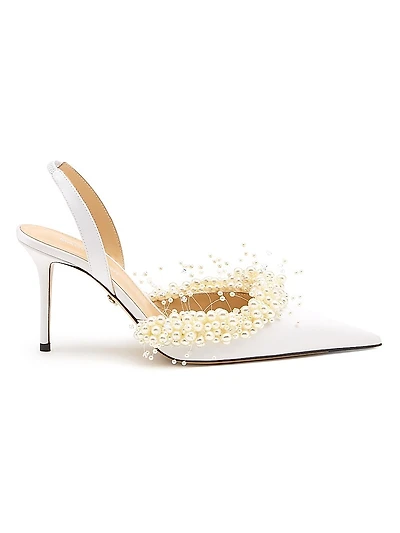 85MM Embellished Crepe Satin Slingback Pumps