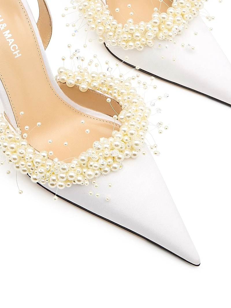85MM Embellished Crepe Satin Slingback Pumps