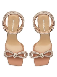 95MM Bow Embellished Crepe Satin Sandals