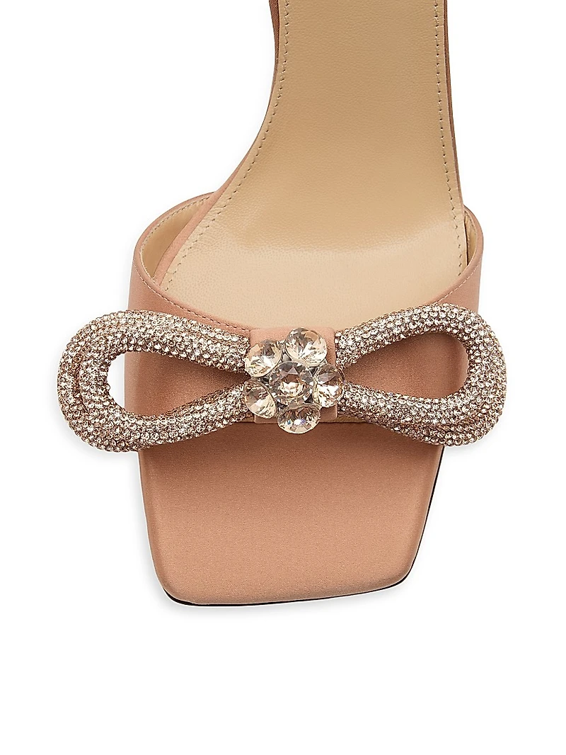 95MM Bow Embellished Crepe Satin Sandals