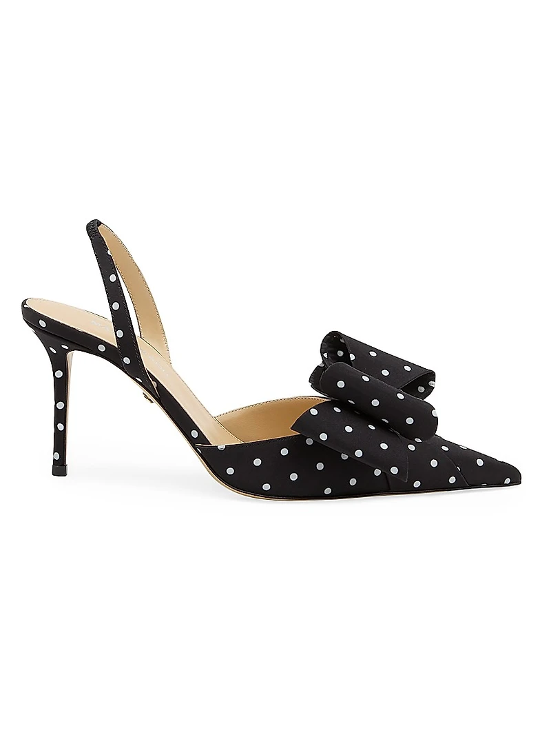 Le Cadeau 85MM Polka Dot Satin Slingback Pumps