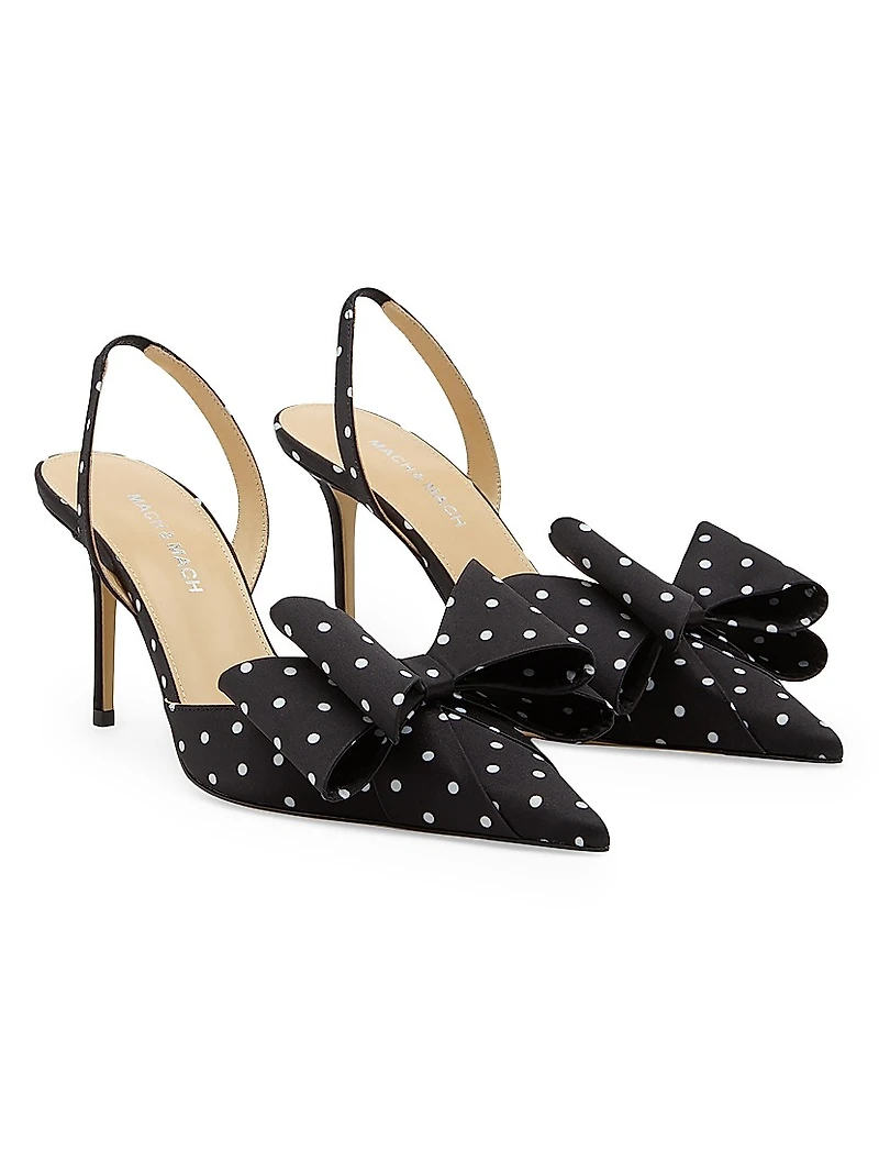 Le Cadeau 85MM Polka Dot Satin Slingback Pumps
