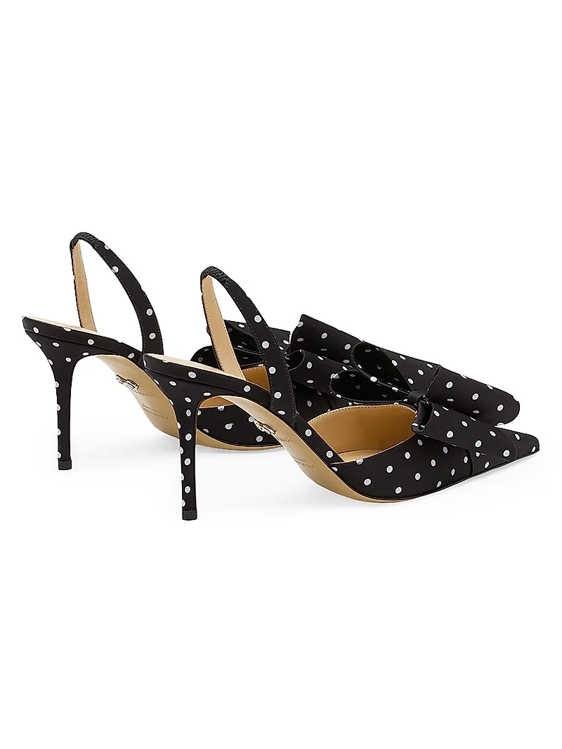 Le Cadeau 85MM Polka Dot Satin Slingback Pumps