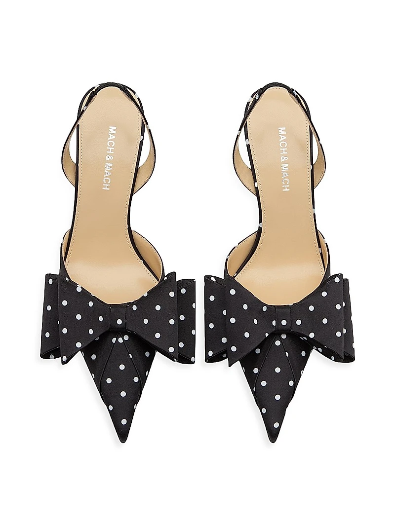 Le Cadeau 85MM Polka Dot Satin Slingback Pumps