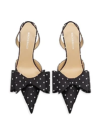 Le Cadeau 85MM Polka Dot Satin Slingback Pumps