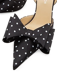 Le Cadeau 85MM Polka Dot Satin Slingback Pumps