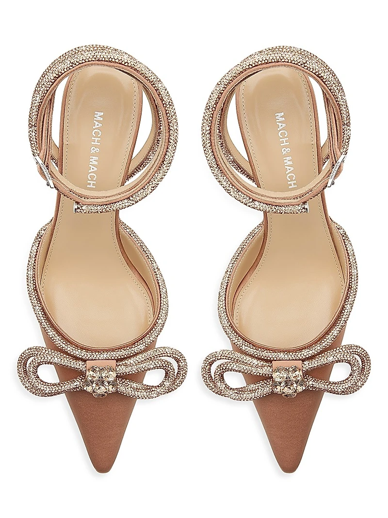 95MM Bow Embellished Satin Pumps