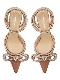 95MM Bow Embellished Satin Pumps