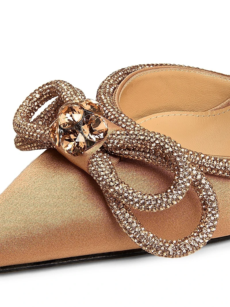 95MM Bow Embellished Satin Pumps