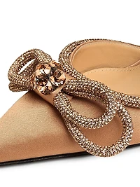 95MM Bow Embellished Satin Pumps
