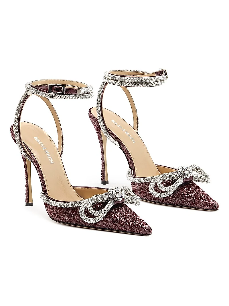 95MM Embellished Glitter Satin Pumps