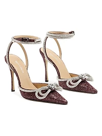 95MM Embellished Glitter Satin Pumps