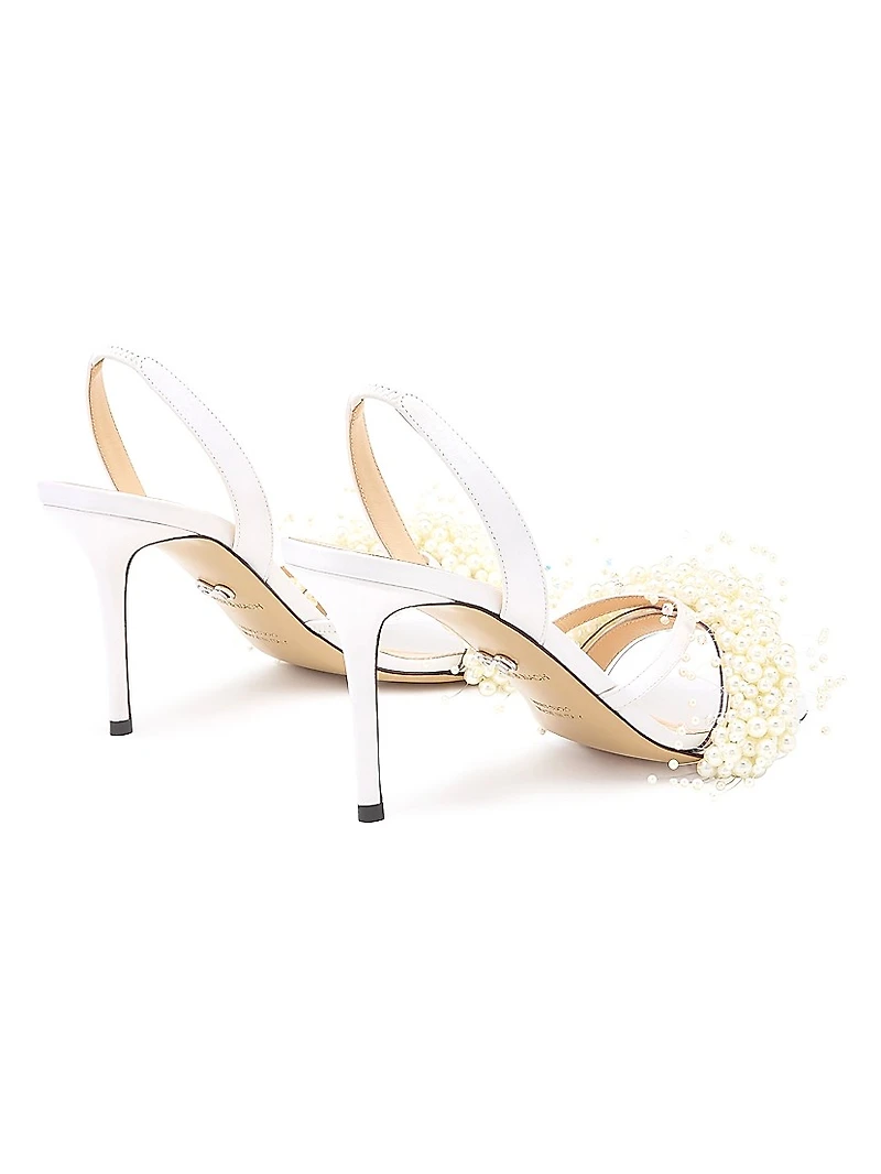 85MM Floating Pearl Satin Sandals
