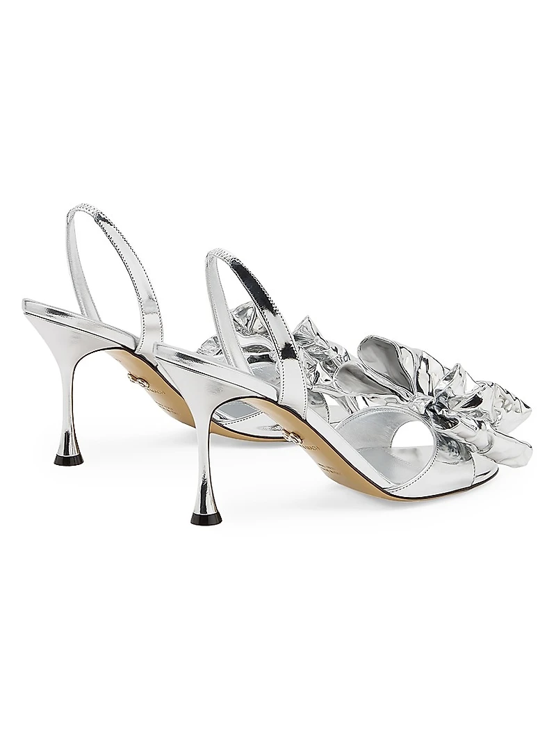 Le Cadeau 95MM Wrapped Mirror-Effect Leather Slingback Sandals