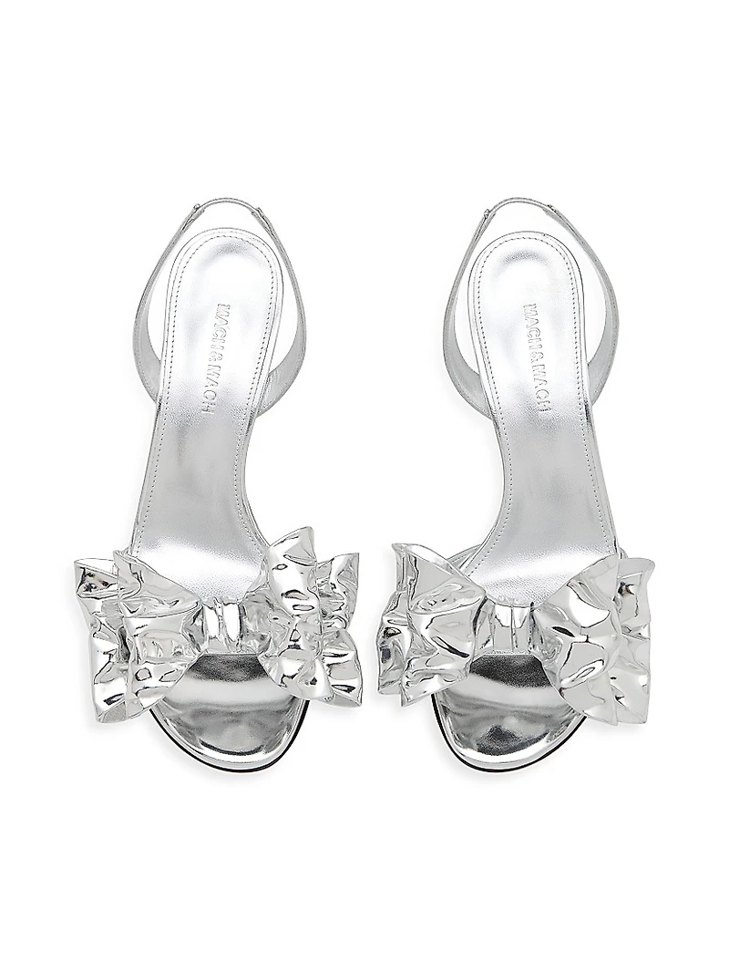 Le Cadeau 95MM Wrapped Mirror-Effect Leather Slingback Sandals
