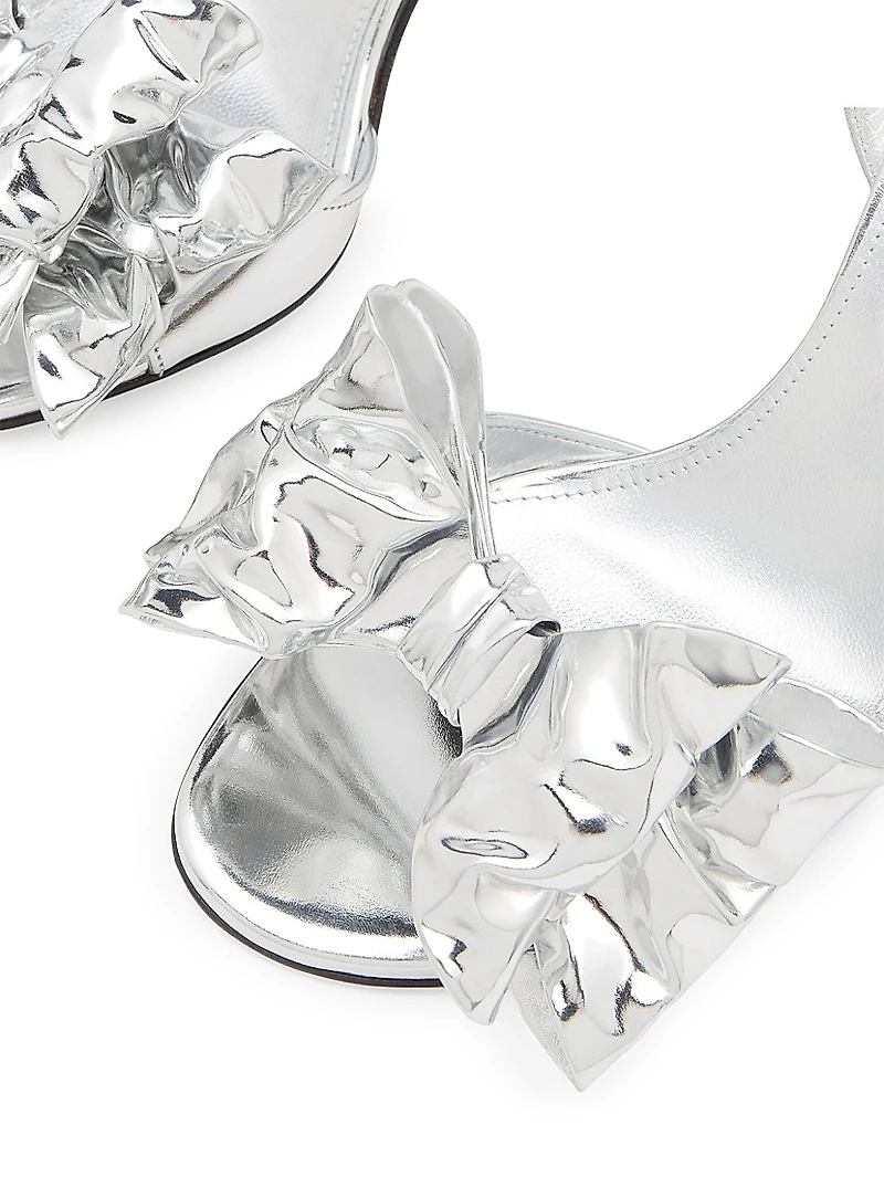 Le Cadeau 95MM Wrapped Mirror-Effect Leather Slingback Sandals