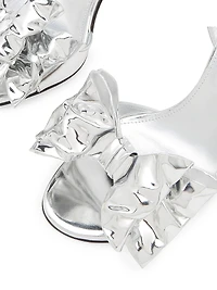 Le Cadeau 95MM Wrapped Mirror-Effect Leather Slingback Sandals