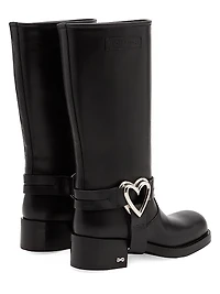 Double Heart 50MM Leather Combat Boots