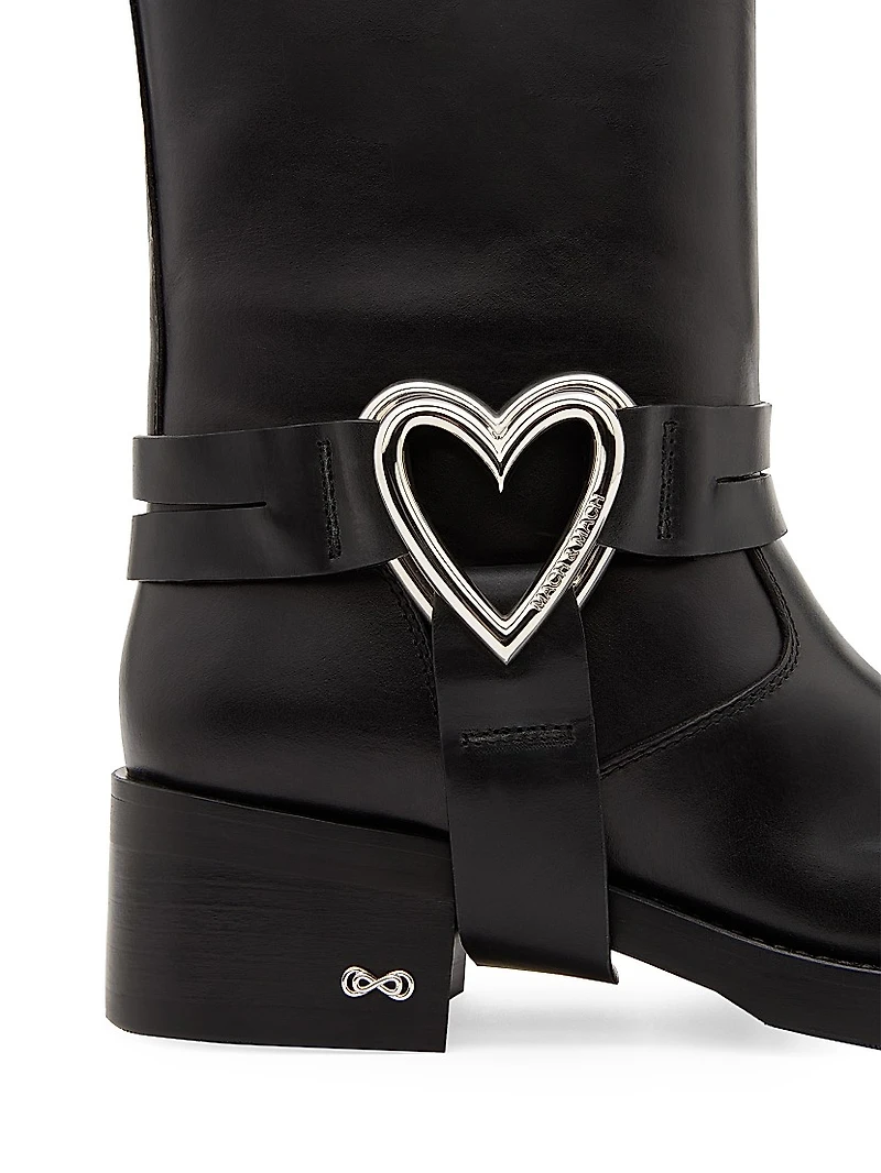 Double Heart 50MM Leather Combat Boots