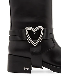 Double Heart 50MM Leather Combat Boots