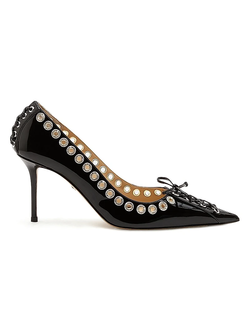 Embellished Corset Patent Leather Pumps