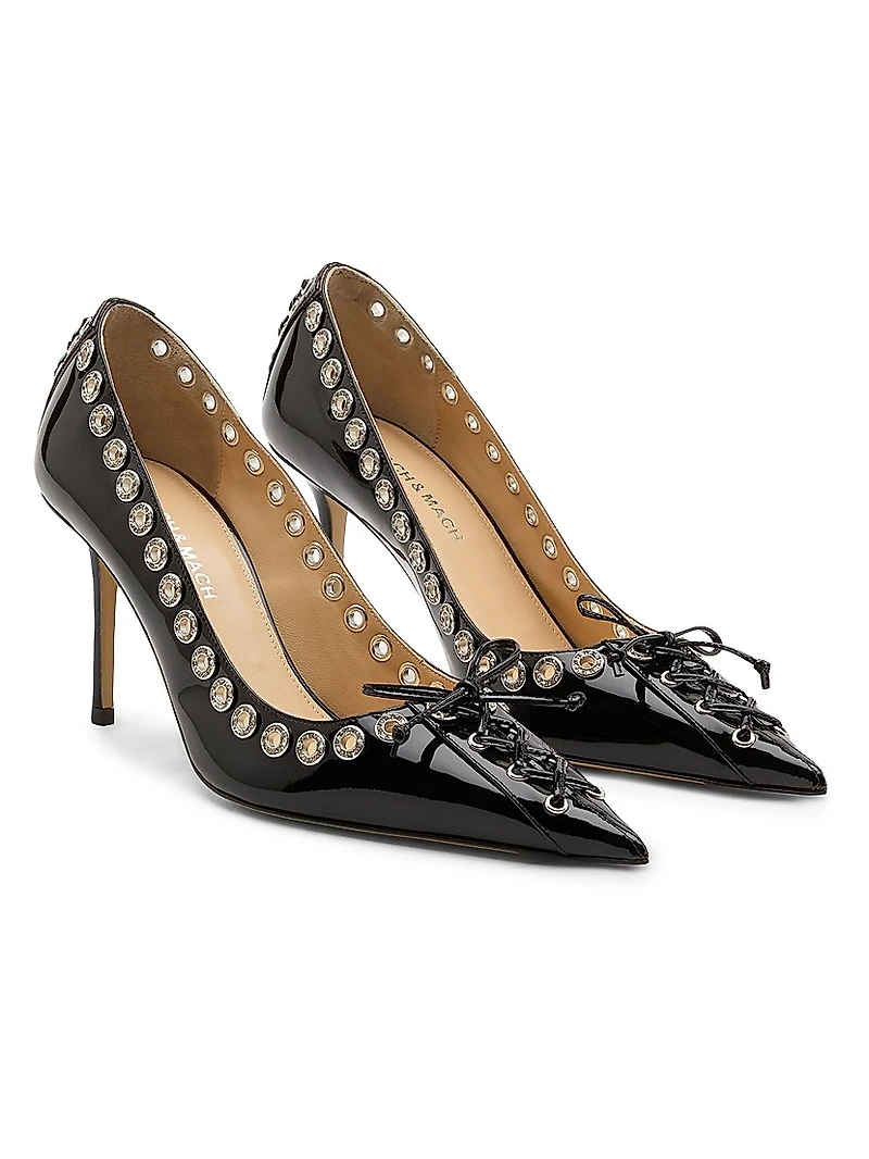 Embellished Corset Patent Leather Pumps