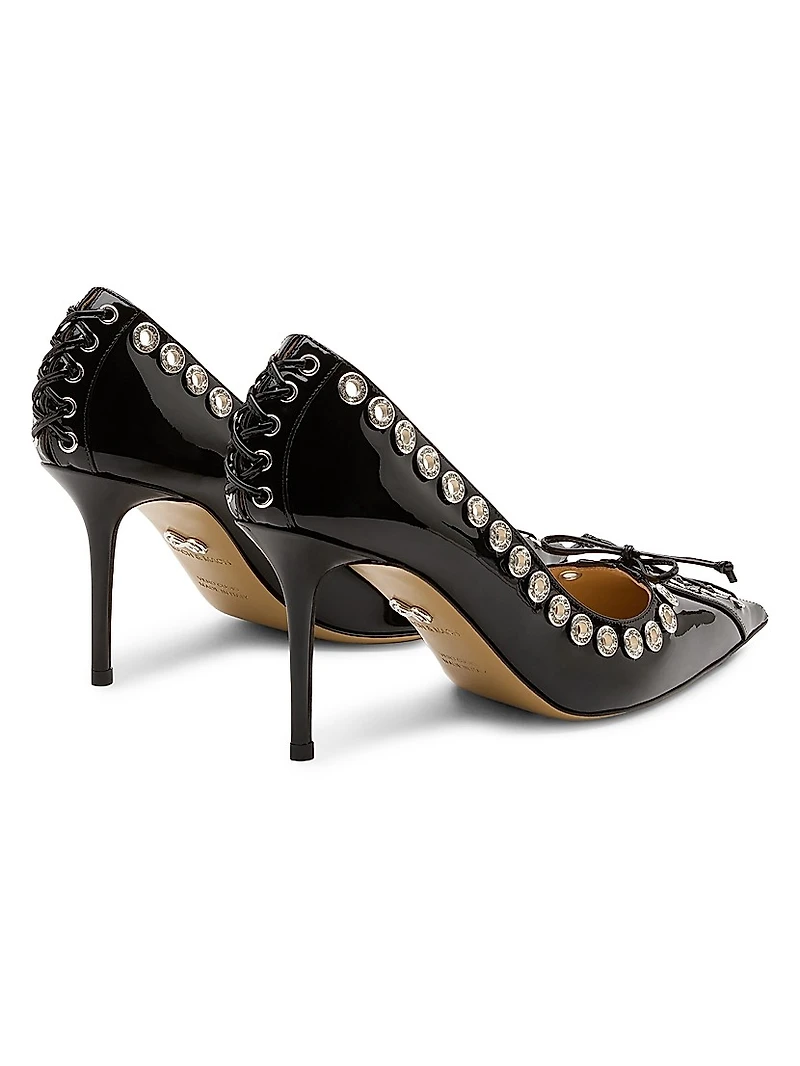 Embellished Corset Patent Leather Pumps