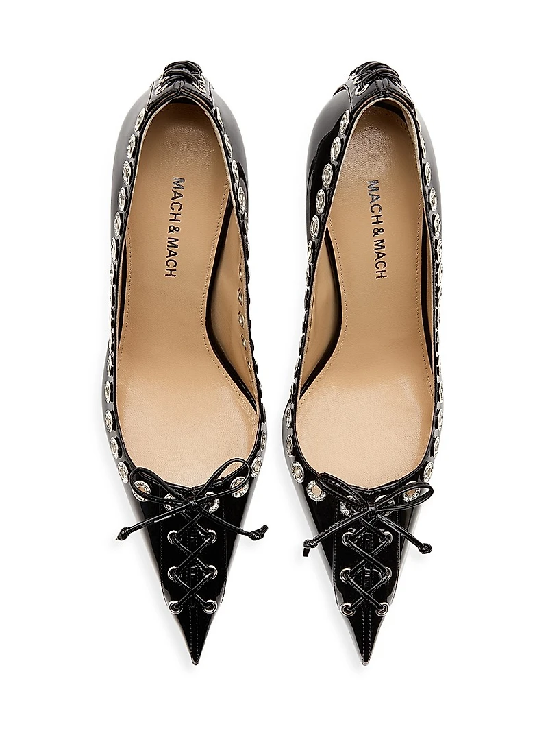 Embellished Corset Patent Leather Pumps