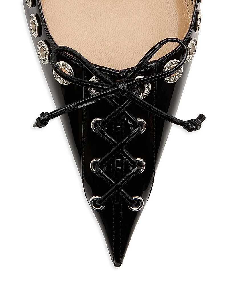 Embellished Corset Patent Leather Pumps